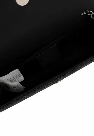 Sort glimmer festtaske - Krystal spænde - med rem