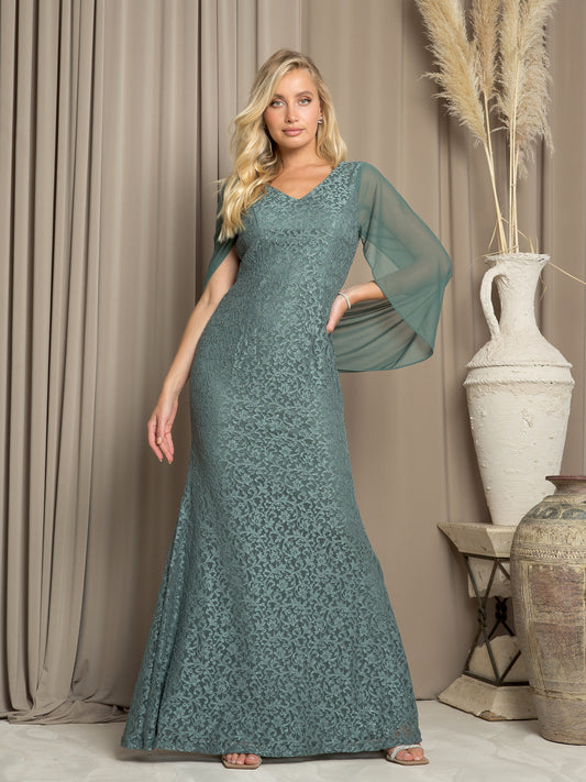 Blondekjole med chiffonærmer 3471