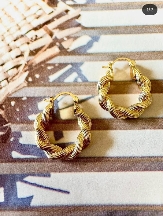 Chunky twist earrings - Gold