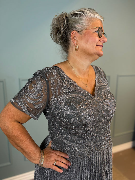 Eva selskabskjole mørk grå 5241