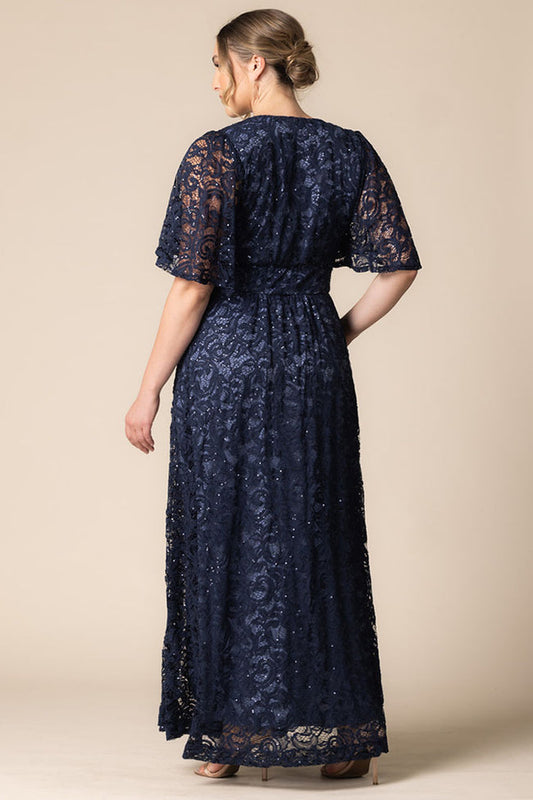 Navy plus size festkjole