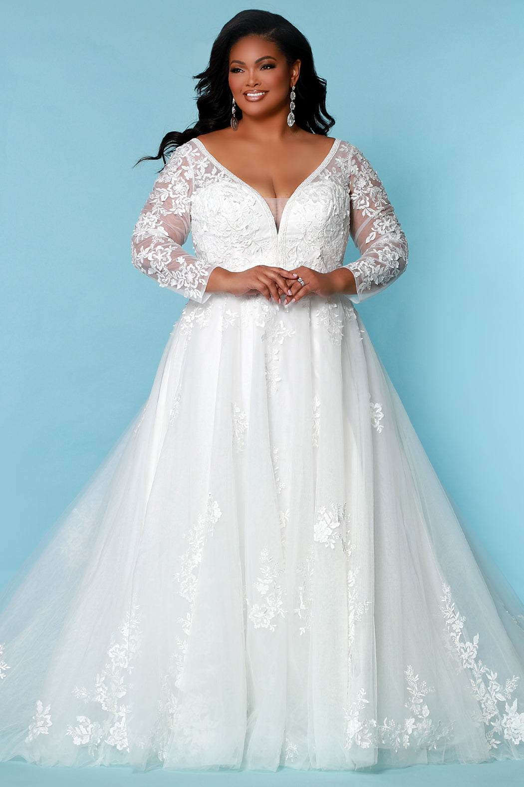 Bridal Gown Adrianna Papell Plus Size Gown Blue And White Plus