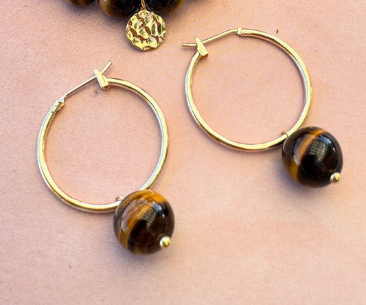 Tiger eye hoops - Gold