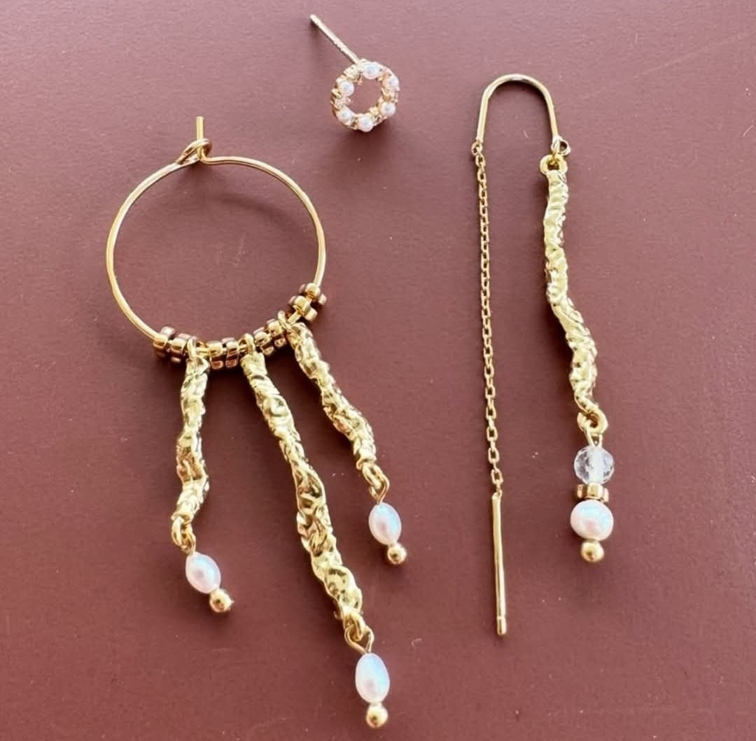 Unequal earring set - Gold