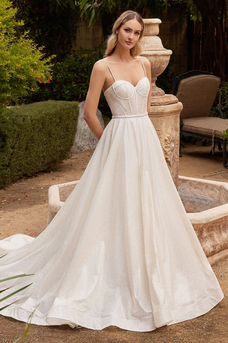 Wedding dress with corsage and glitter