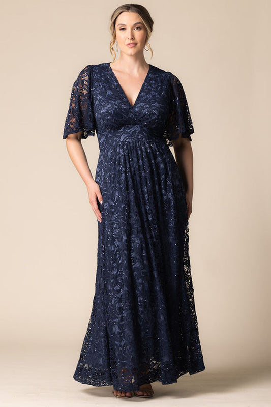 Navy plus size festkjole