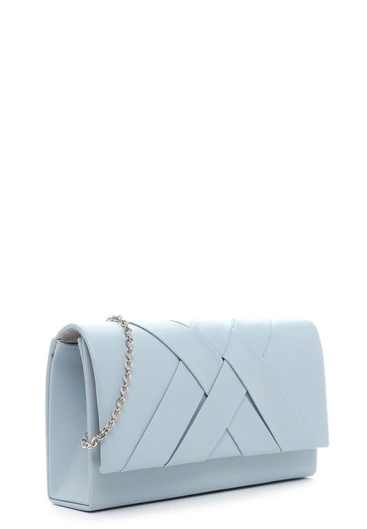 Lysblå festtaske - Flet klap - med rem