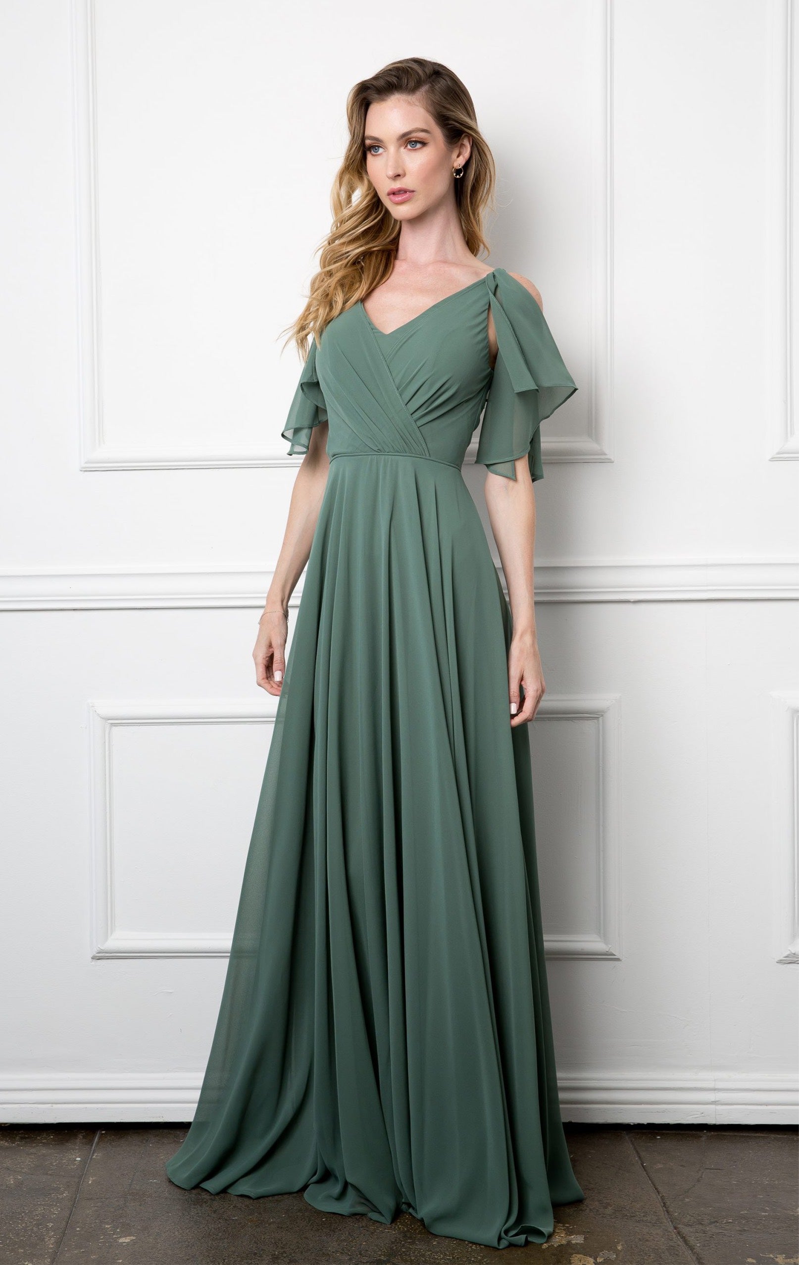 Eucalyptus colored party dress with short sleeves TP Kjoler Eucalyptus colored party dress with short sleeves TP Kjoler