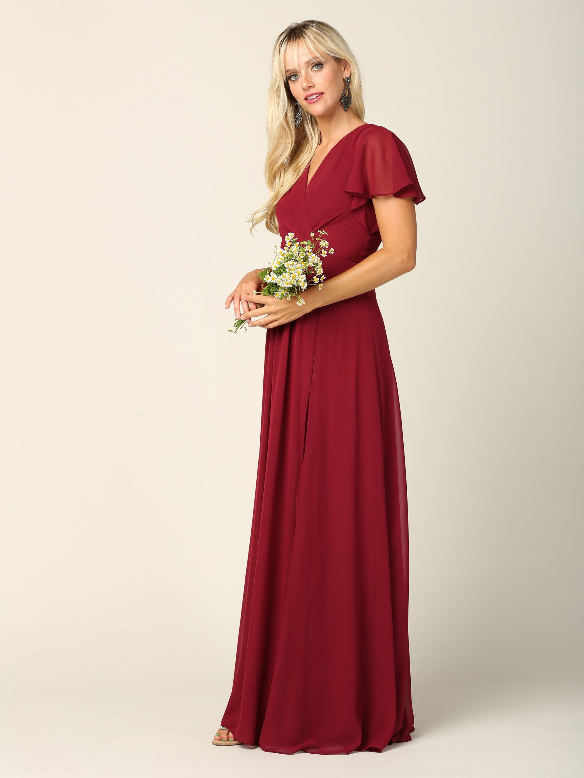Burgundy party dress with short sleeves TP Kjoler Burgundy party dress with short sleeves TP Kjoler