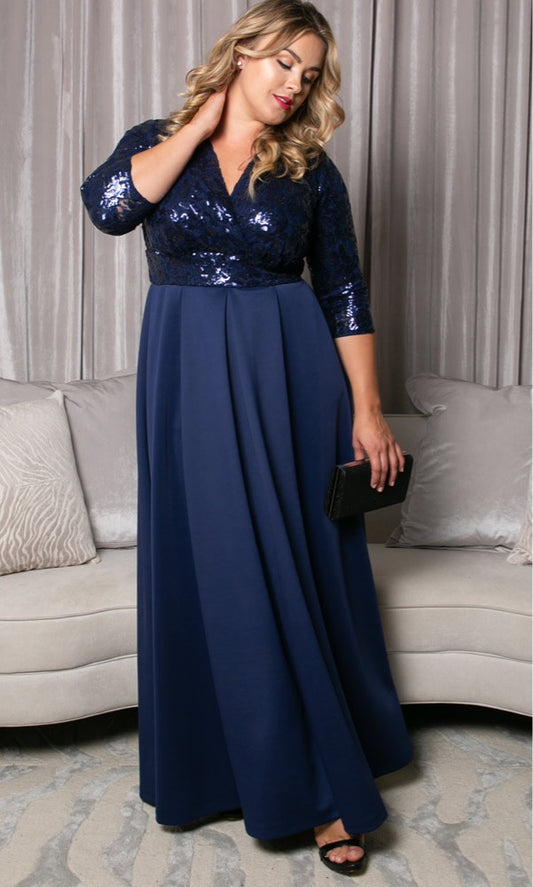 Paris blå plus size kjole med lommer