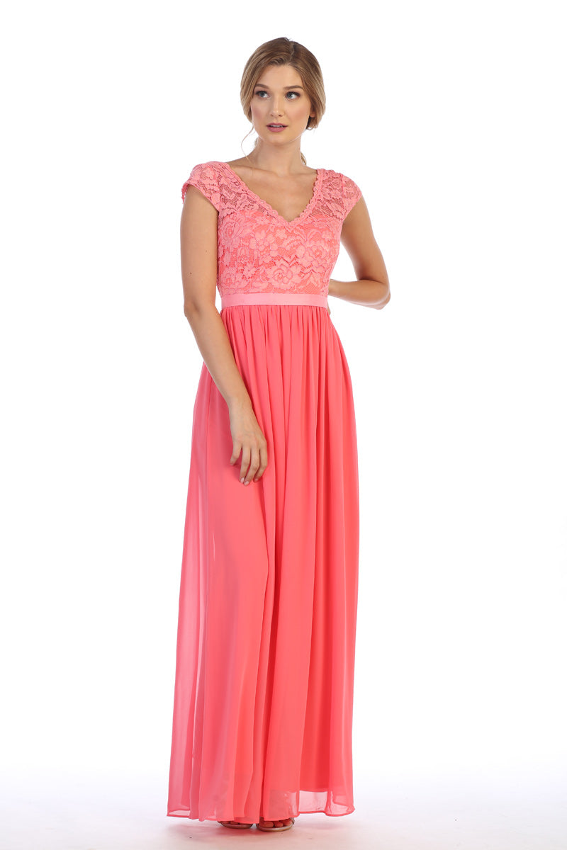 Eva festkjole med blonde og korte ærmer 3161