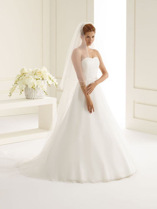 Bridal veil with stone - two-layer