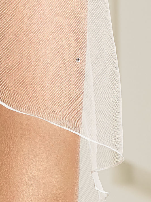 Bridal veil with stone - two-layer