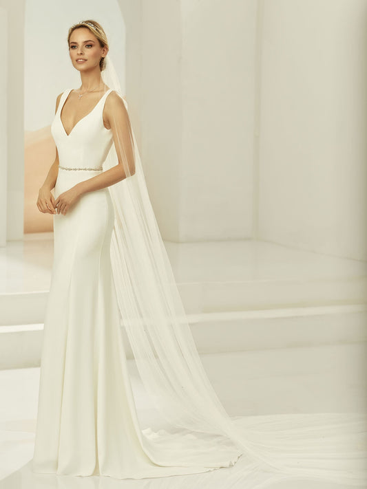 Brudeslør med sten - 300cm