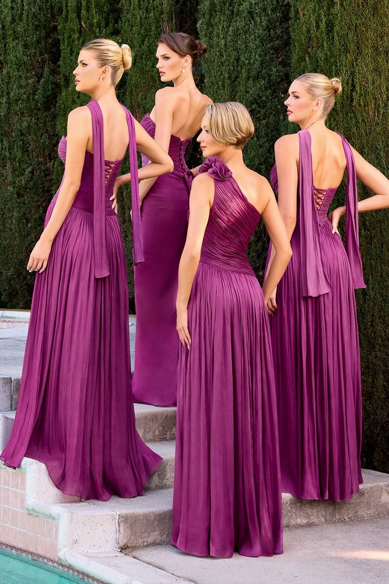 La Divine oneshoulder plisseret kjole CD415