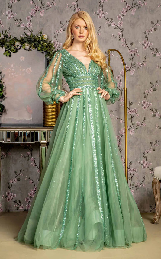 Gallakjole med lange ærmer 3352