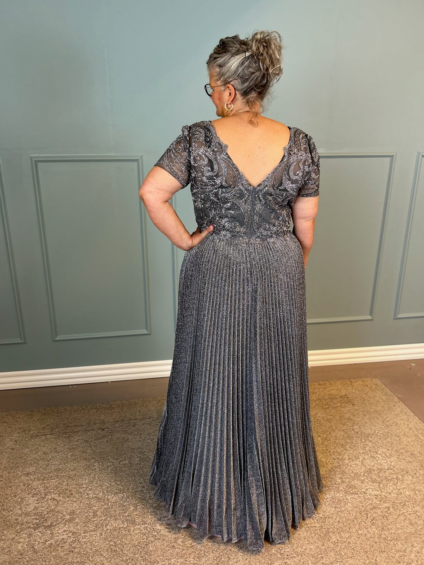 Eva selskabskjole mørk grå 5241