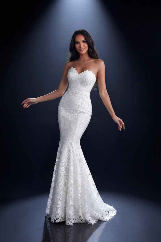 Brudekjole mermaid broderie