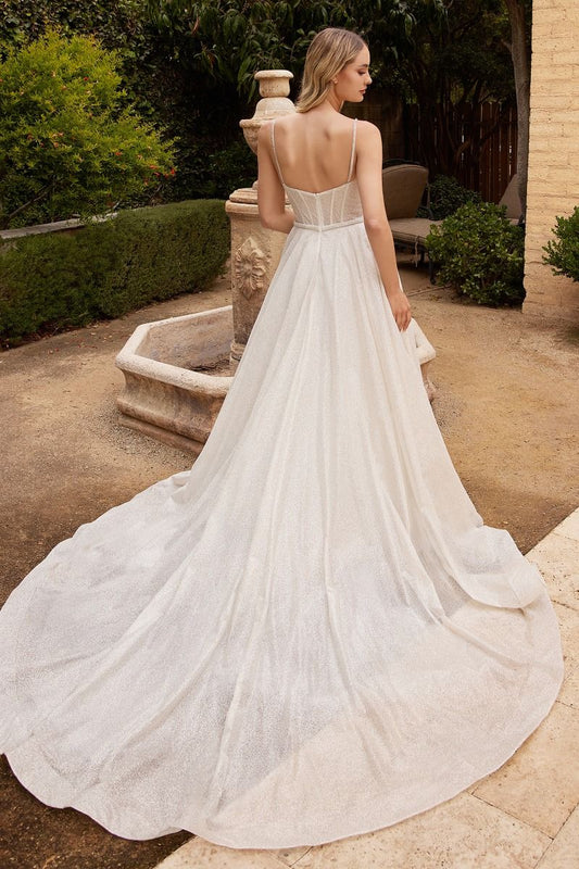 Wedding dress with corsage and glitter