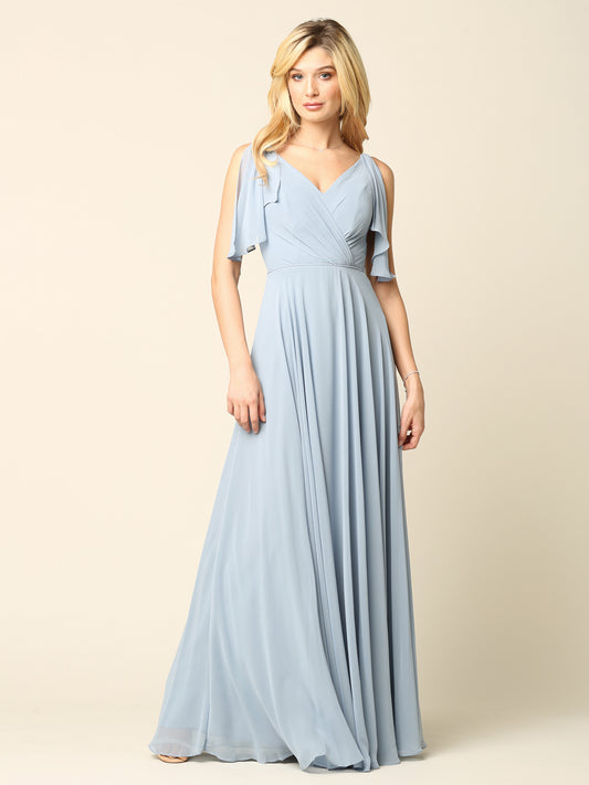 Sød og enkel lang festkjole med kort ærme