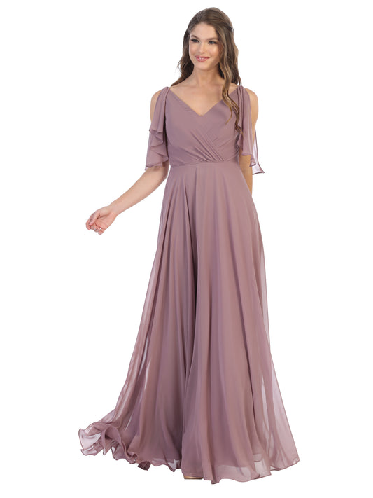 Sød og enkel lang festkjole med kort ærme