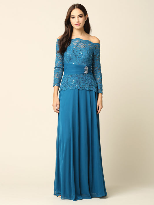 Long party dress with sleeves 3356