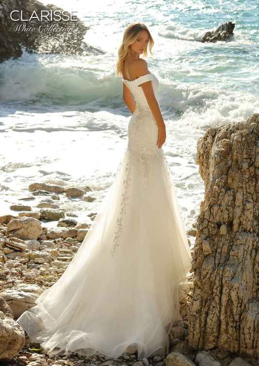 Clarisse mermaid wedding dress with off-shoulders