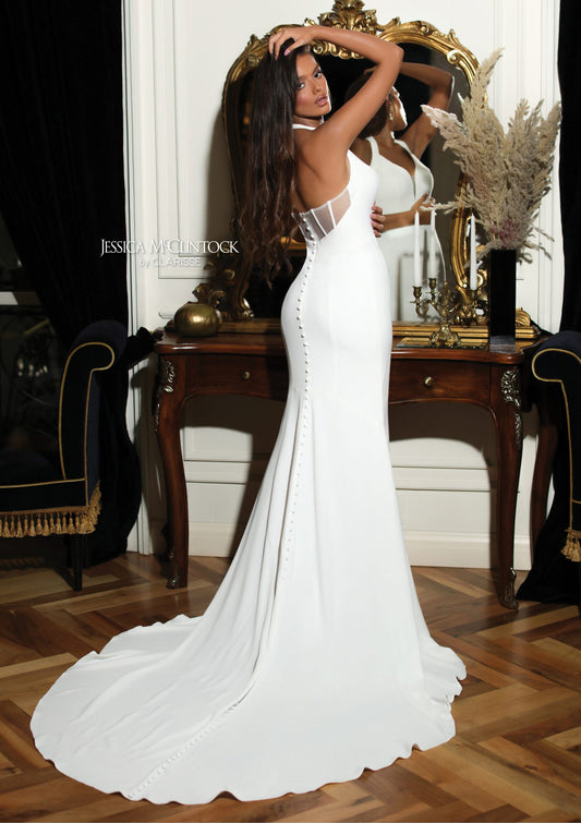 Simple wedding dress with halter neck 700250