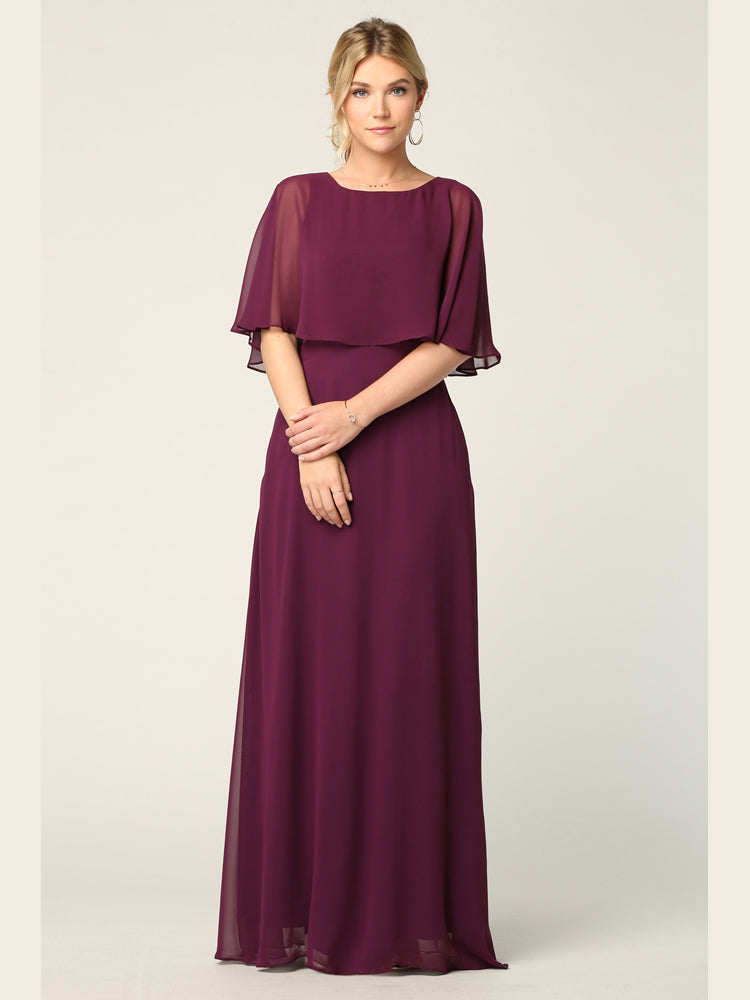 Long party dress with chiffon layer 3348