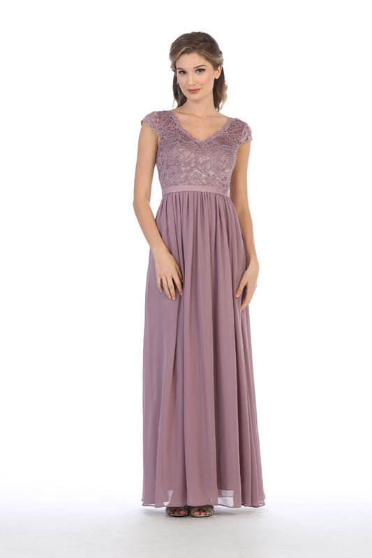 Eva festkjole med blonde og korte ærmer 3161