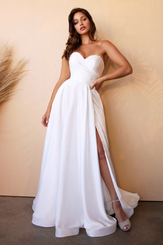 Strapless wedding dress with slit
