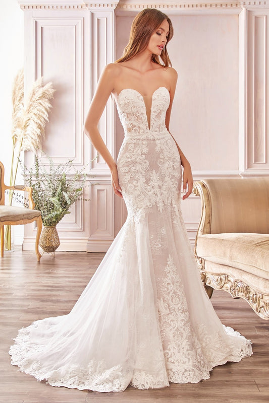 Strapless mermaid wedding dress
