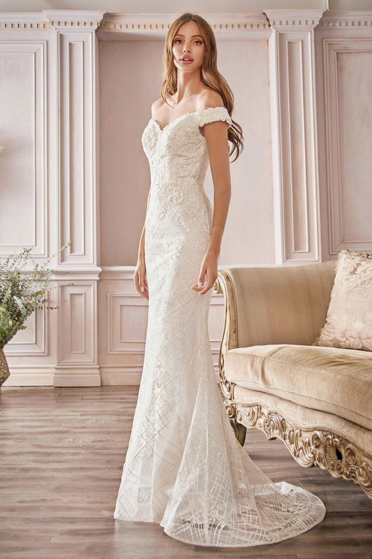 Off-shoulder wedding dress CD929 