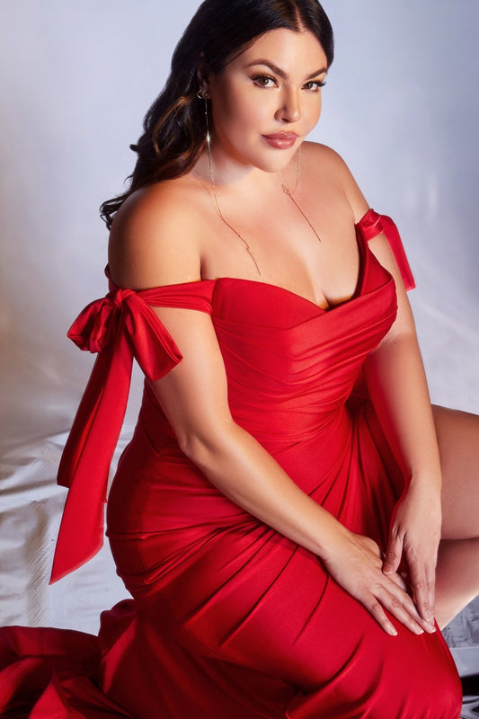 Off shoulder plus size kjole