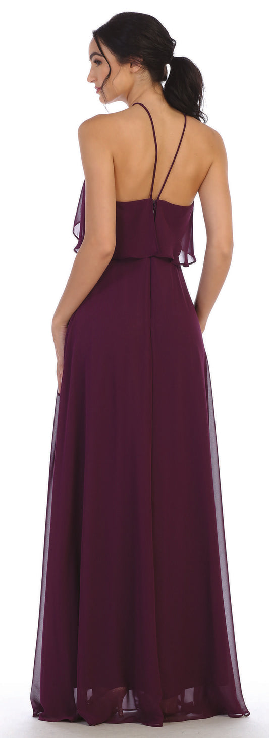 Eva chiffonkjole med høj udskæring